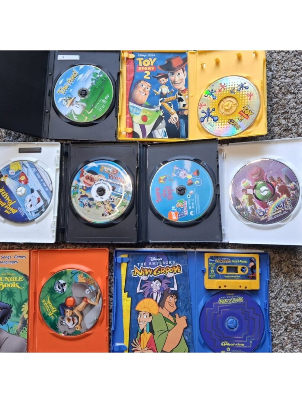 Lot of 8 Kids Animated DVDs Disney Pixar Nick Jr Toy Story Dora Barney Family